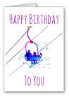 Skiing Ski Lift Happy Birthday Card Watercolour Effect 1 All Cards 3 for 2