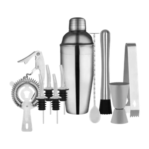 Cocktail Set 11pc Stainless Steel In Bartender Bag Zanzi Shaker Jigger Strainer - Picture 1 of 3