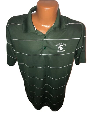 Michigan State University Spartans Polo Golf Striped Shirt Men’s Size Medium - Image 1 of 2