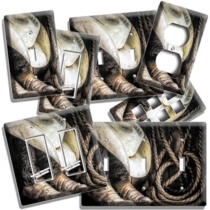 BOTAS DE VAQUERO SOMBRERO CUERDA LAZO RÚSTICO CAMPO LUZ INTERRUPTOR TOMA DE CORRIENTE PLACAS DE PARED DECORACIÓN - Imagen 1 de 34