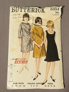 Busto vintage de los años 50-60 patrón Butterick #3354 en forma de A semi-ajustado talla 14 34 - Imagen 1 de 2