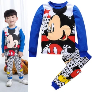 2PCS Kid's Boys Mickey Sleepwear Homewear Pyjamas Pj's Matching Set Outfits 1-8Y - Picture 1 of 3