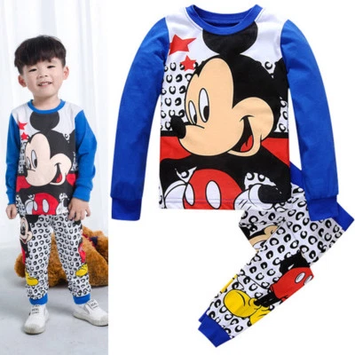 2Шт детский мальчиков Микки Sleepwear домашняя одежда пижамы Pj's соответствующий набор нарядов 1-8 лет - Изображение 1 из 3