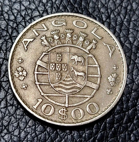 1970 Angola Overseas province of Portugual  10  Escudos Coin Cover