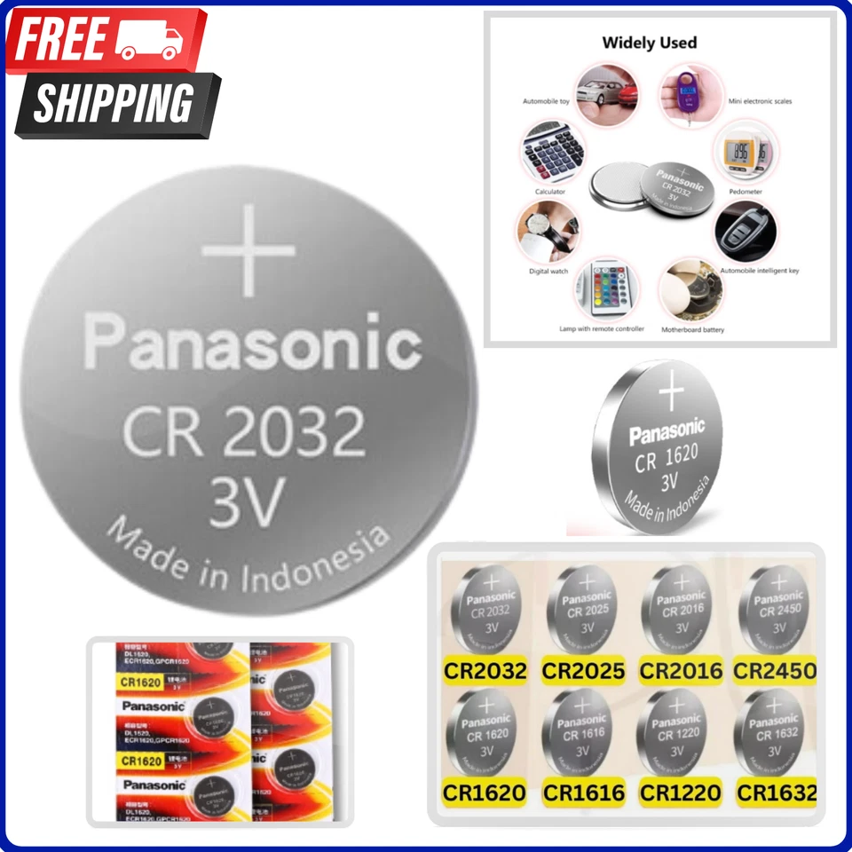 Panasonic Button CR1220 CR1616 CR1620 CR1632 CR2016 CR2025 CR2032 Li Battery - Image 1 of 4