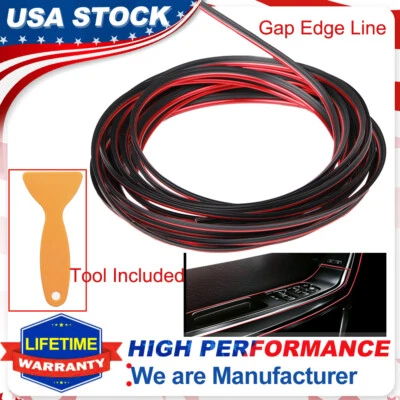 5M Red Car Van Interior Door Gap Edge Line Insert Molding Trim Strip Accessories - Image 1 of 4