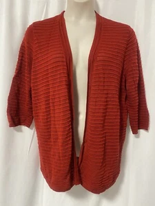 Chicos Travelers Damen Pullover 3 XL Strickjacke rot vorne offen lang 3/4 Arm - Bild 1 von 10