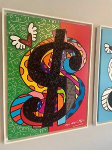 Romero Britto "Cash” Complete Set 5 Pop Art Warhol Basquiat Ferrari Messi Kaws