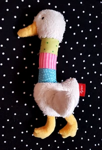 RAR SIGKIKID Plüschtier Greifling GANS ENTE mit Quietsche weiß bunter Hals TOP - Bild 1 von 4