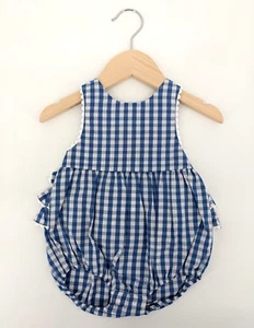 NWT Starting Out Baby Girl's Blue Gingham Bubble Romper Size 9 Months - Picture 1 of 8