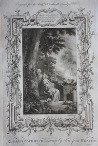 Impresión antigua original ELÍAS SACRIFICIO, 1 Reyes 28,38. Biblia de Southwell 1774 - Imagen 1 de 3