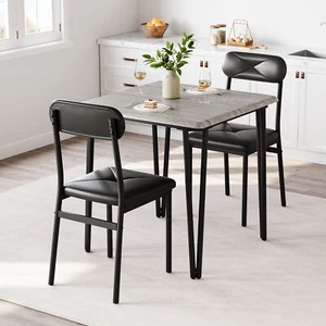 3 Piece Dining Table Set for 2, Small Kitchen Table with 2 Upholstered Chairs - Picture 1 of 12