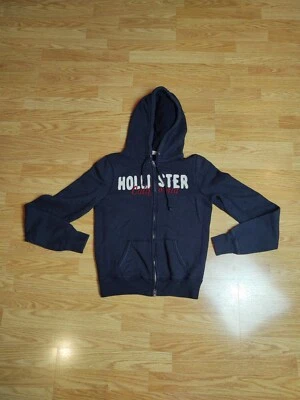 Sudadera con capucha Hollister Boys cremallera completa azul manga larga con logotipo. Talla Grande D1 Foto 1 de 4