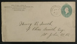 Postal Stationery U 305 Houlton ME 1897 Bangor & Aroostock Railroad corner card - Picture 1 of 2