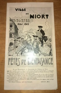 DEUX SEVRES PROGRAMME FETES DE BIENFAISANCE DE LA VILLE DE NIORT MAI 1912 BURRET - Picture 1 of 2