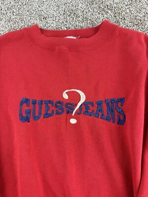 Vintage Guess Jeans Crewneck Sweatshirt Men’s Medium Red Made In USA Y2K - Image 1 of 4