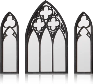 3 Pack Gothic Mirrors, Cathedral Arch Frame, Tiny Gothic Room Decor - 9.8 Inches - Picture 1 of 7