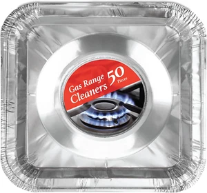 Disposable Gas Burner Liners 50 Pack, Aluminum Foil Square Stove Covers, Range P - Picture 1 of 12