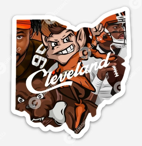 Cleveland Browns Deshaun Watson MAGNET - Myles Garrett Dawg Pound Ohio Shape NFL Cover