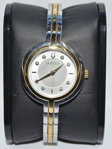 BULOVA 98P193 RHAPSODY SILVER DIAMOND DIAL TWO TONE STAINLESS STEEL WOMENS WATCH - Picture 1 of 3