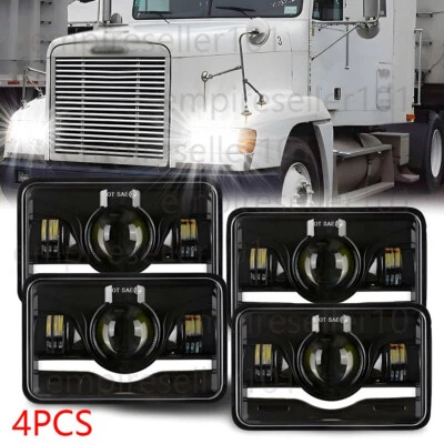 for Kenworth Freightliner FLD120 FLD112 4pcs 4x6" LED Headlights Hi/Lo Halo Beam - Image 1 of 4