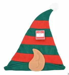 Holiday Time Classic Red & Green Striped Elf Hat with Large Ears - Picture 1 of 6