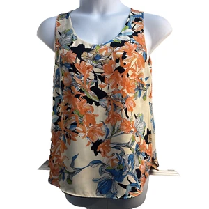 Chicos Sz 1 (Medium) Reversible Tropical Floral Print Tank Sleeveless Cami EUC - Picture 1 of 9