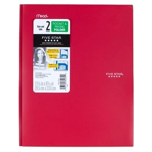 Plastic Folder with Prongs 2 Pockets RED - Picture 1 of 2