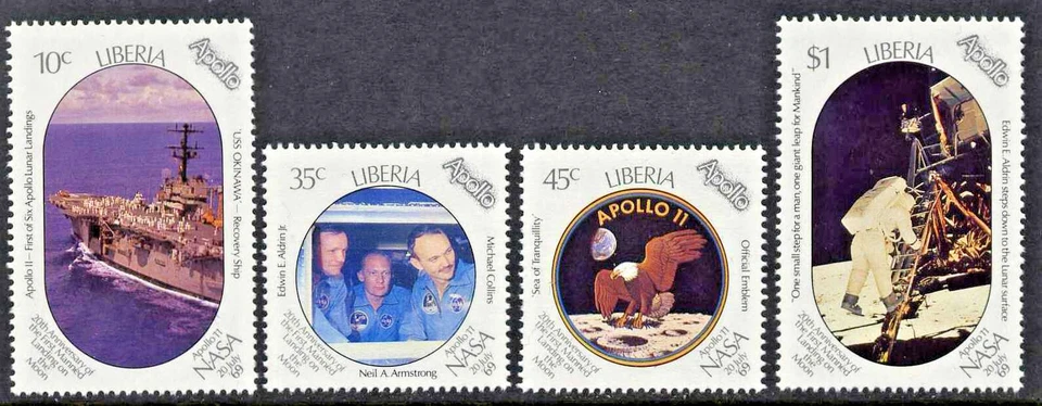 Moon Landing Anniversary Space Astronauts Liberia #1125-1128 Mint NH CompleteSet - Image 1 of 1