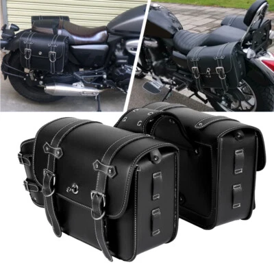 Motorcycle Saddle Bags  with cup holder For Yamaha V Star 1300 1100 950 650 - Image 1 of 4