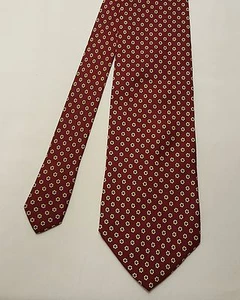 Men's Cravatteria Venexiana Floral Polka Dot Red Silk Tie Necktie 56.5" - Picture 1 of 3