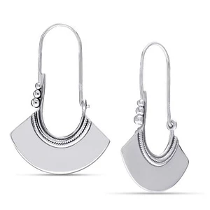 925 Sterling Silver Bohemian Boho Large Hoop Earrings Classic for Women 45 mm - Picture 1 of 7