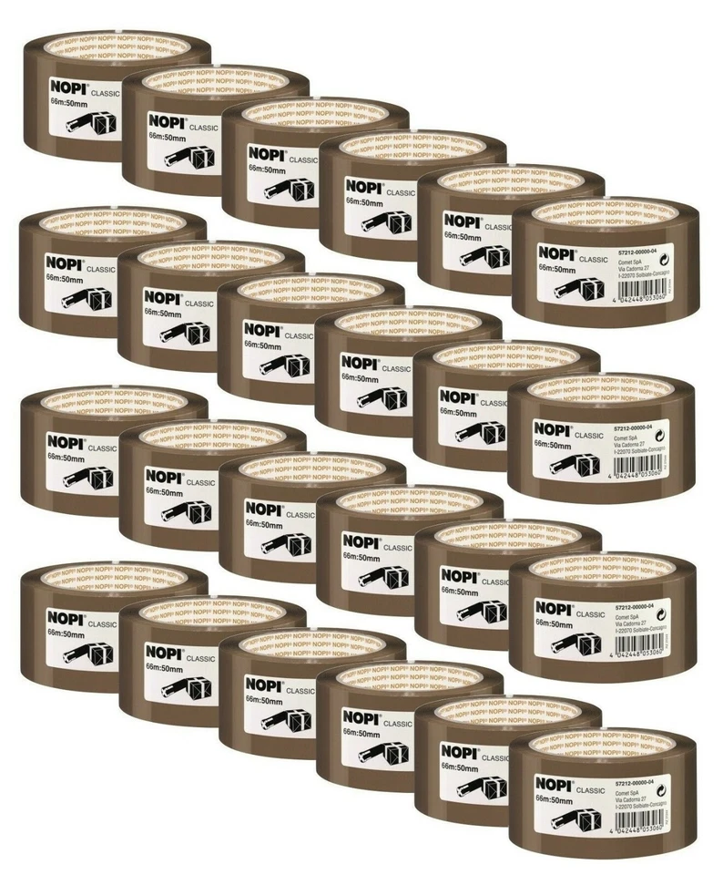 24 x Stück Nopi Packband Classic Klebeband Paketband 52my, 66mx50mm braun 57212