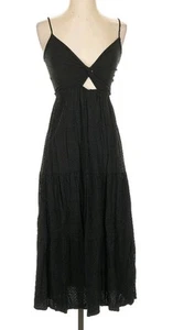 NWT Women's Loft Size 12 Keyhole Twisted Tiered Black Midi Dress - Picture 1 of 10
