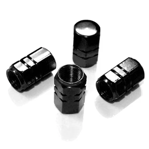 4x Black Aluminum Metal Wheel / Tire Valve Stem Car-Truck Air Caps Covers - Picture 1 of 10