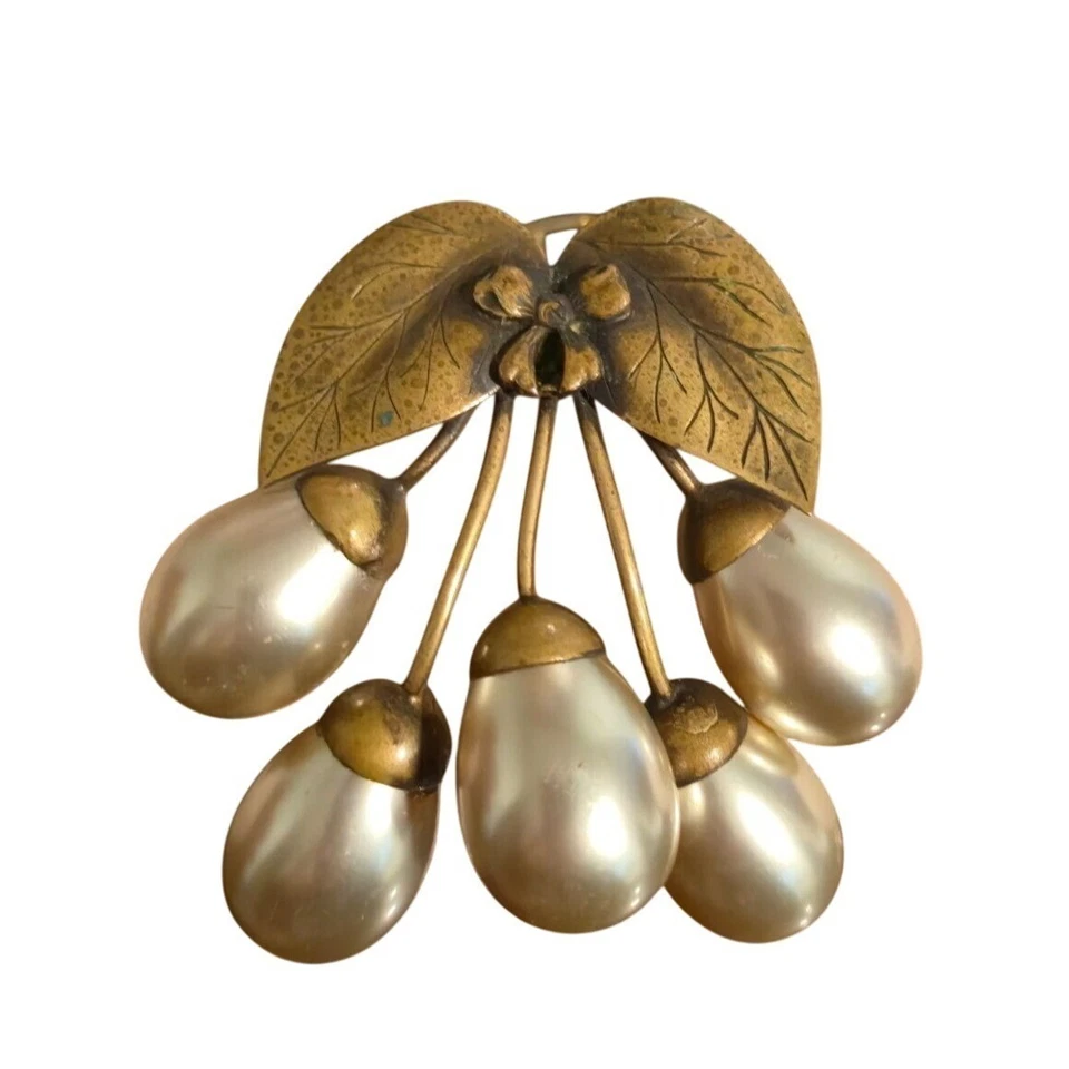 Clip de vestido vintage francés imitación perla años 40 coleccionistas joyería gran declaración Foto 1 de 4