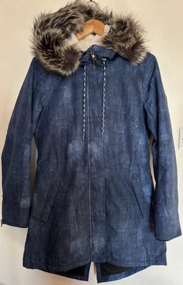 O’Neill Mujer Ropa Exterior Frontier Parka Reino Unido 12 Azul Forrado Abrigo con Capucha Impermeable Foto 1 de 4