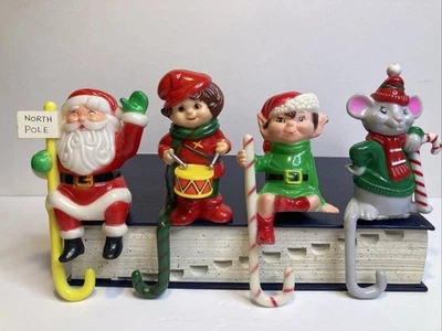 Vintage Plastic Christmas Stocking Holder Set Of 4 JSNY Made in Hong Kong - Image 1 of 4