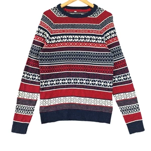 Mens Sweater Medium Wool Blend Fair Isle Grandpa Dad Holiday Cozy Comfy Preppy - Picture 1 of 6
