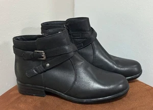YUU BECCA WOMENS ANKLE BOOTS SIZE 6M LOW BOOTIE SIDE ZIP BLACK CASUAL - Picture 1 of 8