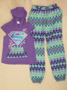 DC Comics Supergirl 2 Piece Outfit Set Girls Top (L 10/12) & Pants (XL 14/16) - Picture 1 of 24