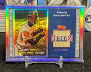 2002 Topps Archives Reserve Hank Aaron Game Used Bat Relic 1957 Reprint HOF - Picture 1 of 4