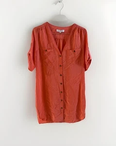 Amanda Uprichard Silk Orange Shirt Dress Size S Short Sleeve Short Sleeves - Picture 1 of 3