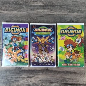 VTG DIGIMON VHS LOT Digital Pocket Monsters Anime SET OF 3 Tapes Movies Films - Picture 1 of 12