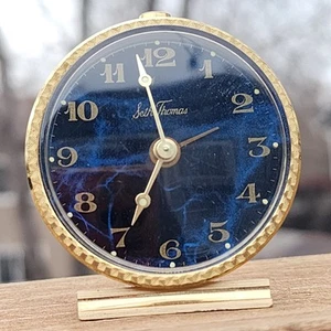 Vintage SETH THOMAS Travel Alarm Clock Blue lightening Dial Germany Working  - Picture 1 of 6