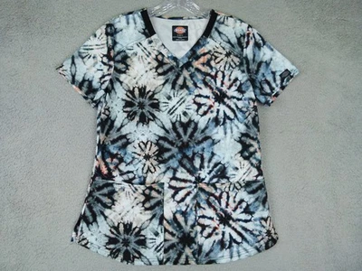 Dickies Small Gray Tie-Dye V-Neck Medical Scrub Top - Image 1 of 4