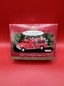 1999 NEW NRFB Hallmark Christmas Ornament Tonka 1956 Suburban Pumper No. 5 - Picture 1 of 2