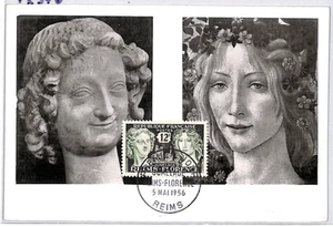FRANCE FDC Postcard 1956 First Day MAXI CARD Reims-Florence{samwells}PX346 - Picture 1 of 10