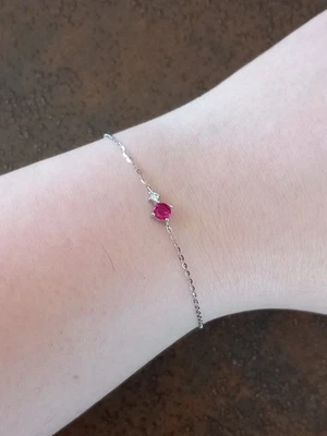 Braccialetto argento 925 con pietra rosa - Immagine 1 di 4