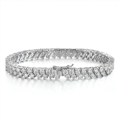 Full 3mm D Color Round Moissanite Tennis Braceclet 925 Sterling Silver Chain GRA - Image 1 of 4